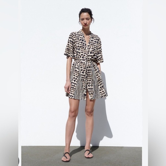 Zara Dresses & Skirts - ZARA Linen Blend Short Sleeve Button Down Belted Casual Dress